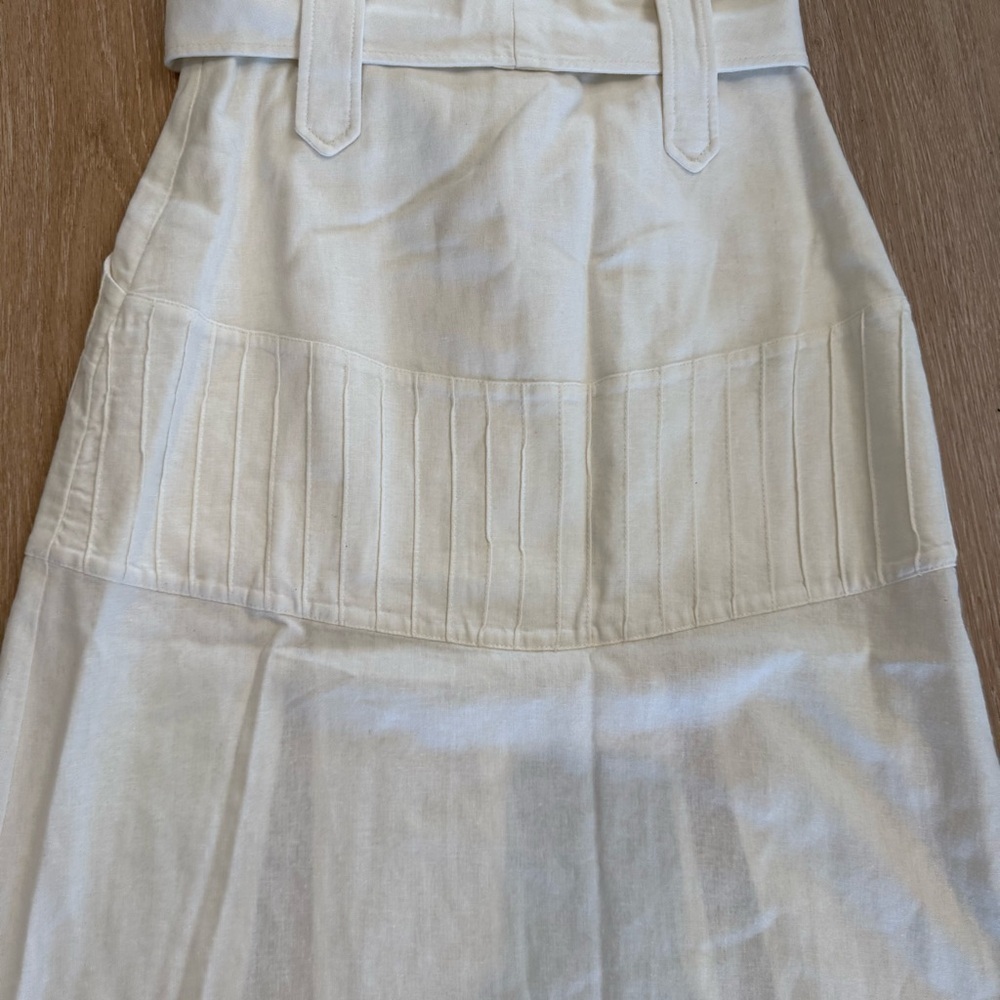 Teti Gio Linen White Paperbag Waist Slit Belt Midi Skirt Lagenlook Beachy Boho 4 - Picture 15 of 15